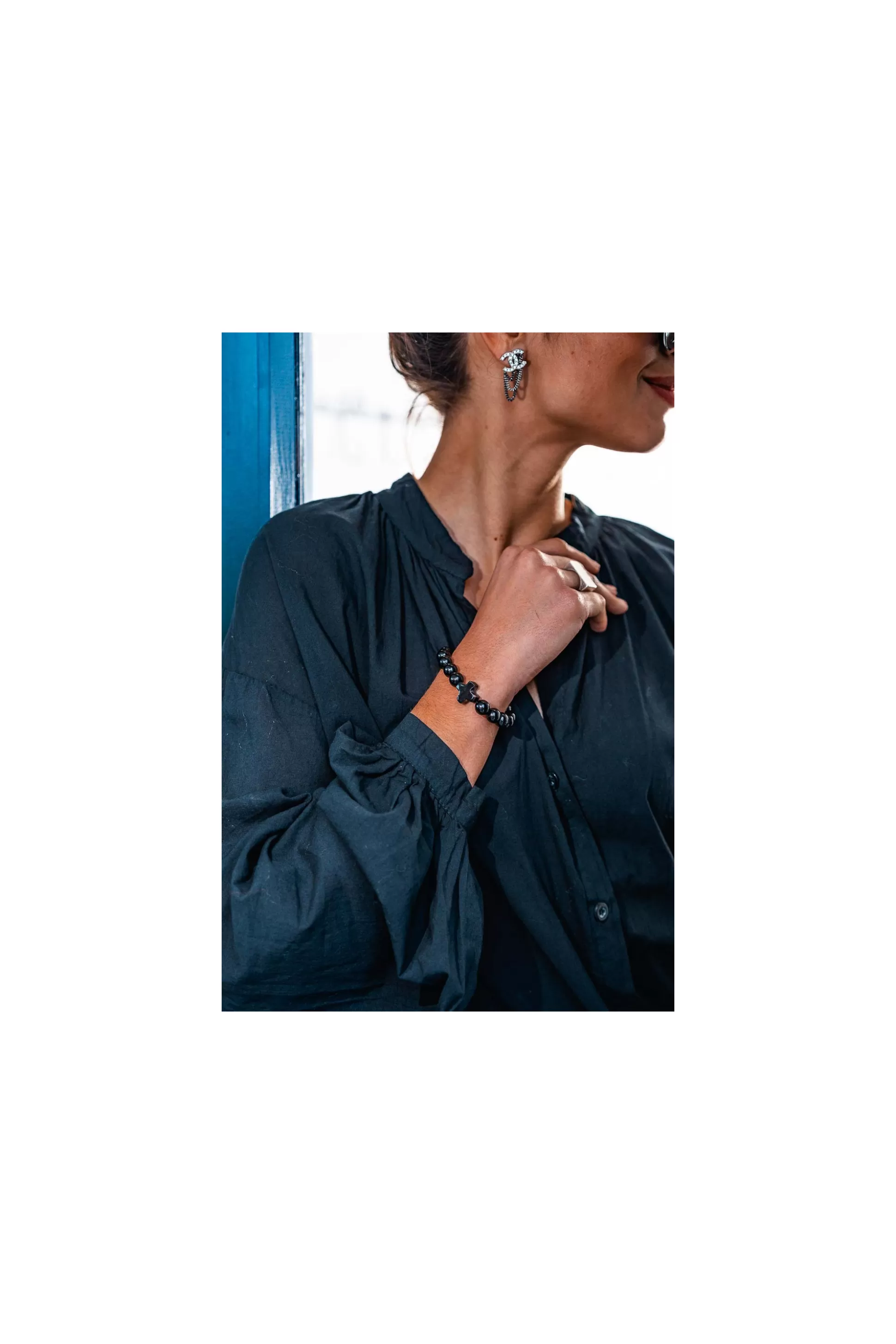 Store Bracelet Hossegor Croix Noir Accessoires