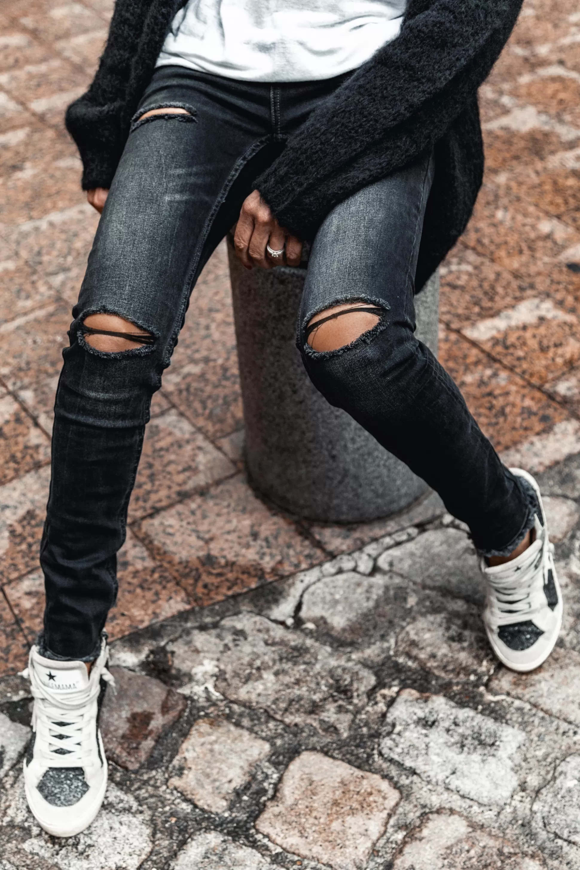 Online Jeans Hole Anthracite Jeans