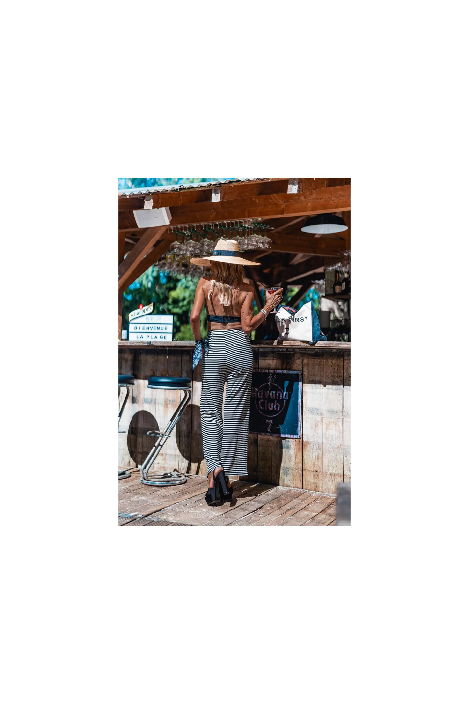 Online Pantalon Stripe Noir / Blanc Pantalons / Shorts