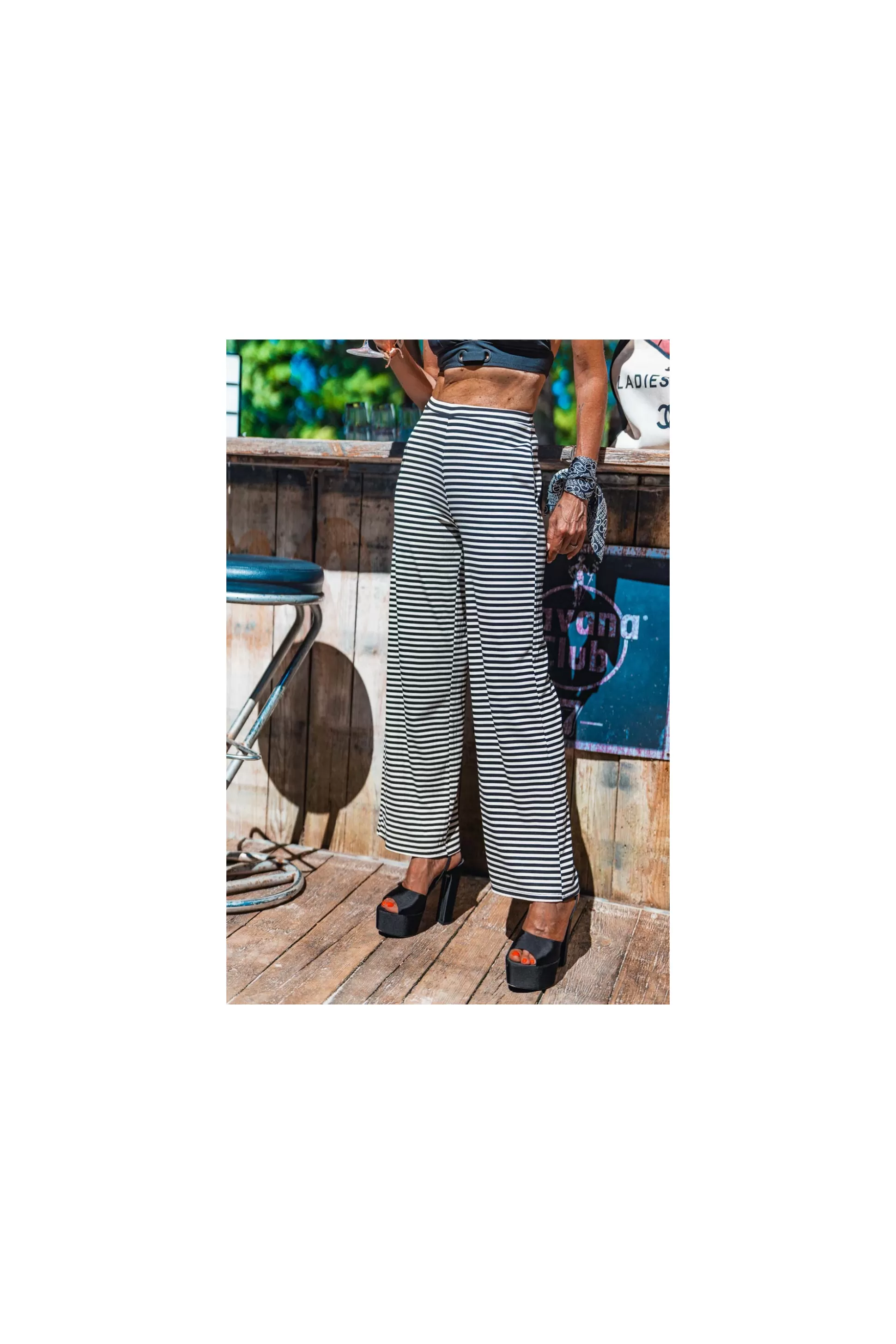 Online Pantalon Stripe Noir / Blanc Pantalons / Shorts