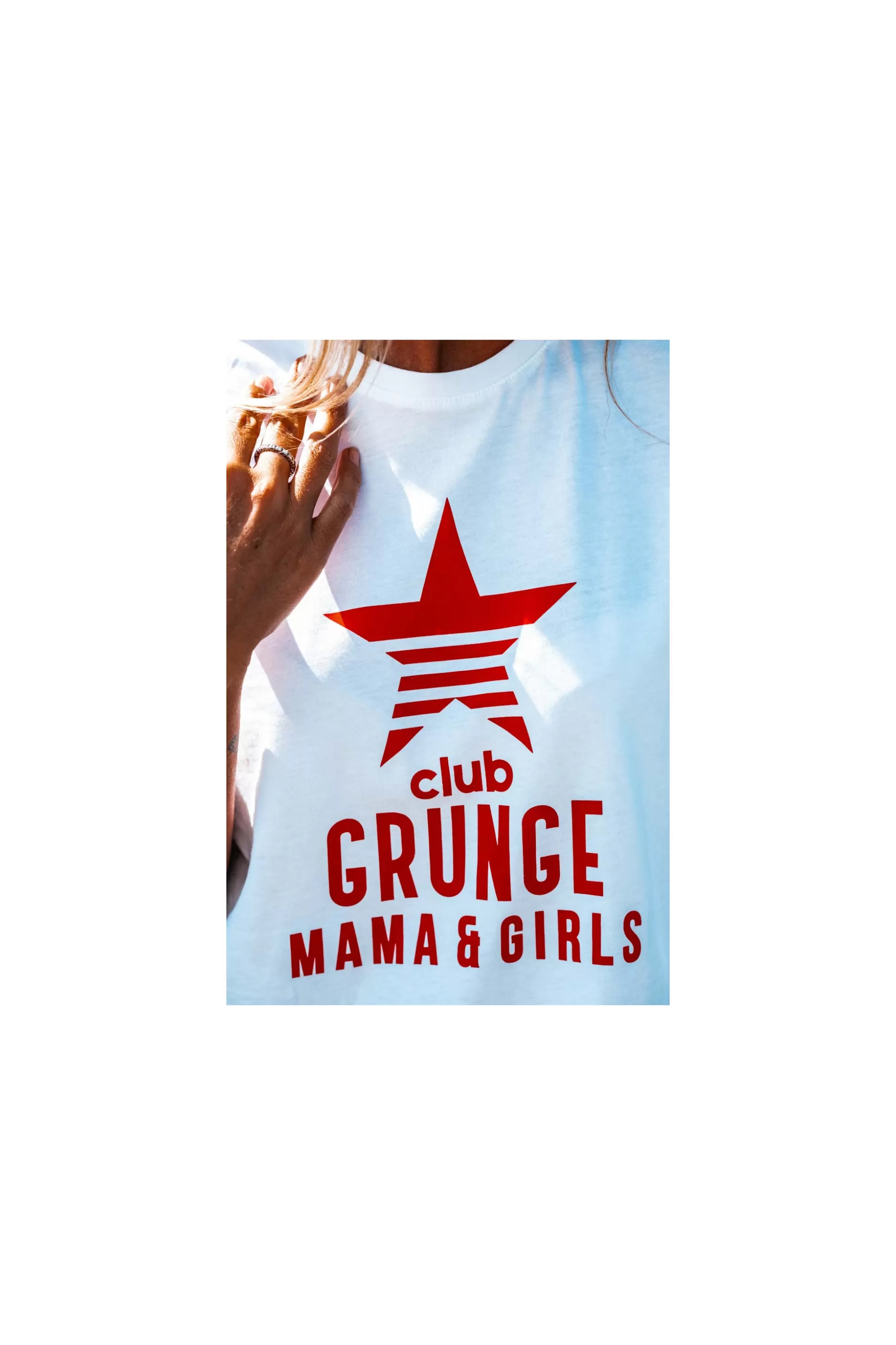 New T-shirt Grunge Club Blanc/ Rouge T-Shirts / Tops